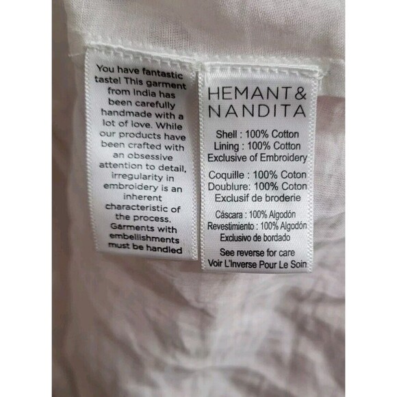 Hemant And Nandita Raisa Short Eyelet Dress Off White Size Large Preppy Cutout - Picture 13 of 16